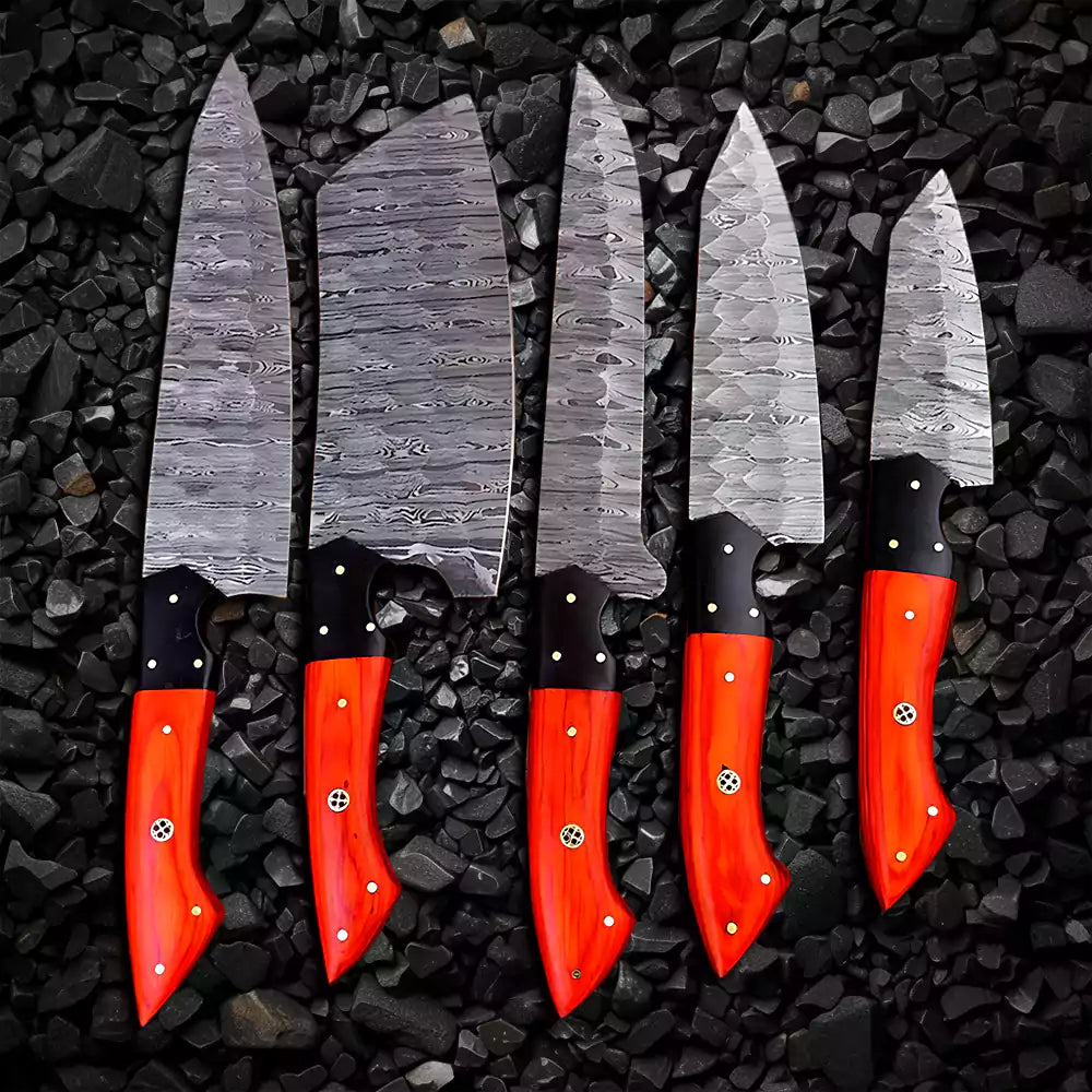 5 Pcs Damascus Cooking Knife Set