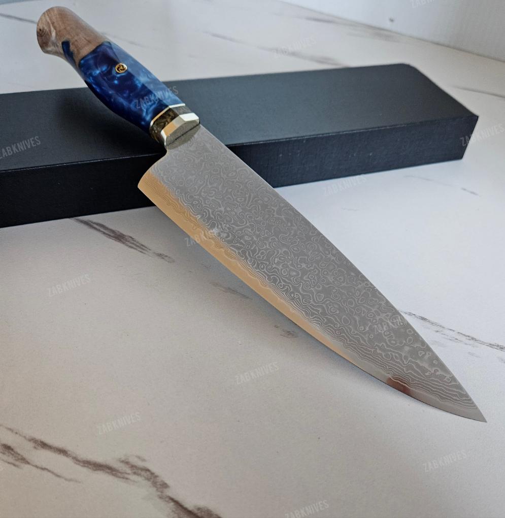 Handmade Damascus Chef Knife with VG10 Core
