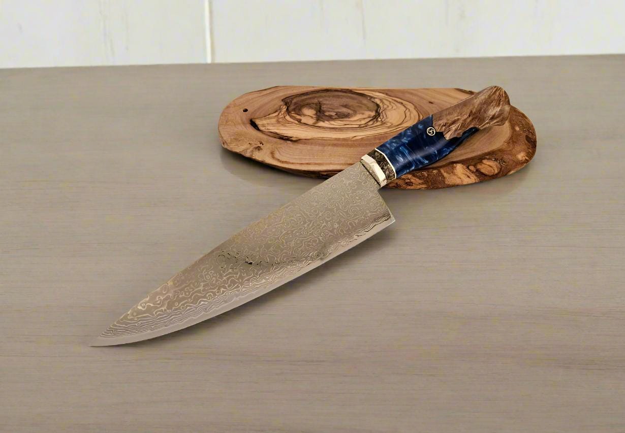 Handmade Damascus Chef Knife with VG10 Core