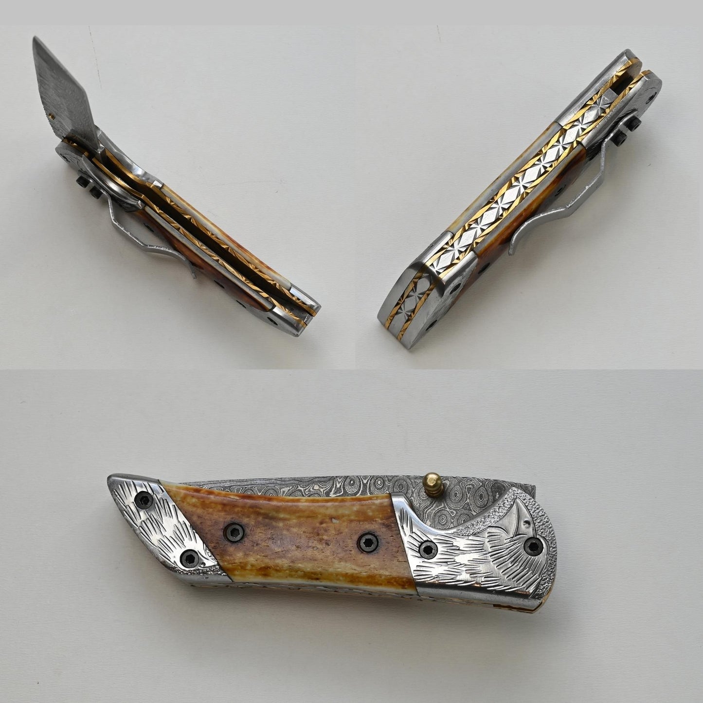 Damascus Steel 7.5-Inch Folding Pocket Knife