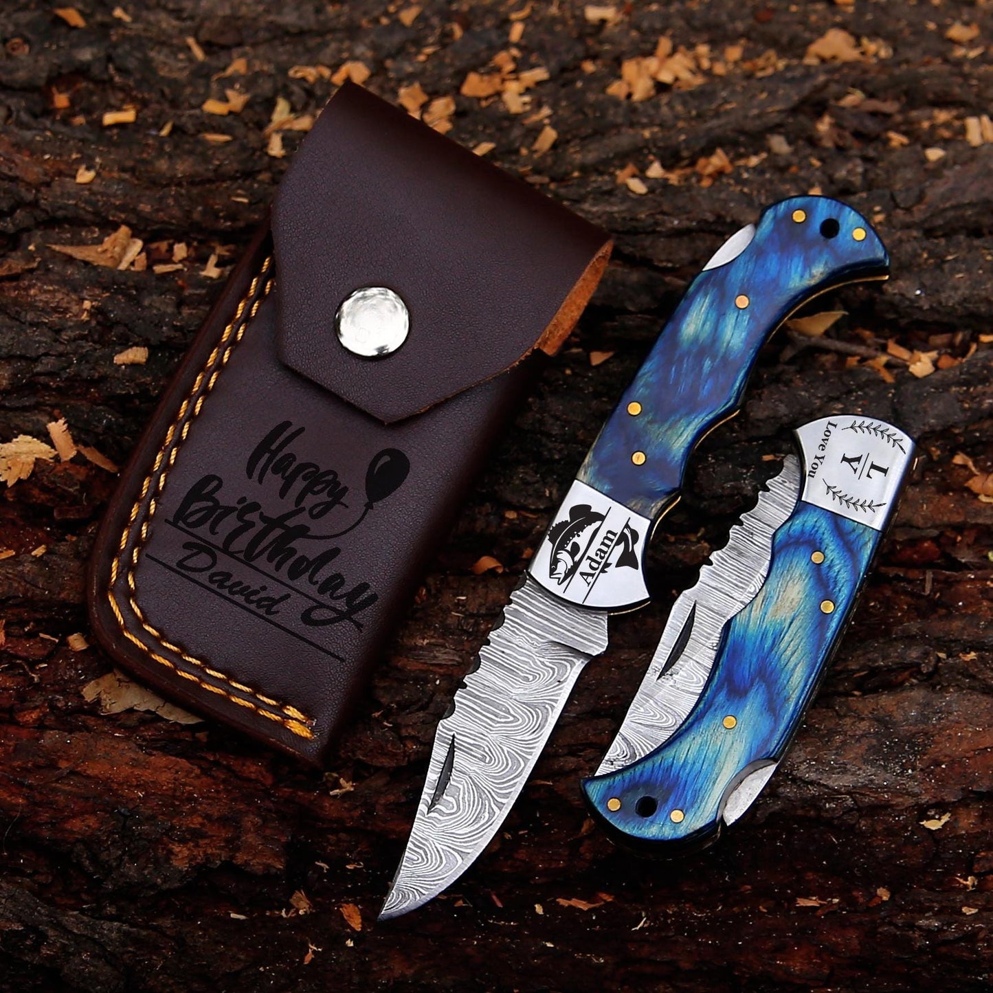 Handmade Damascus Folding Pocket Knife – Rosewood Handle