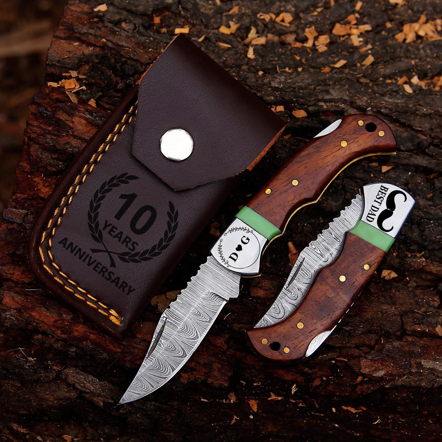 Handmade Damascus Folding Pocket Knife – Rosewood Handle
