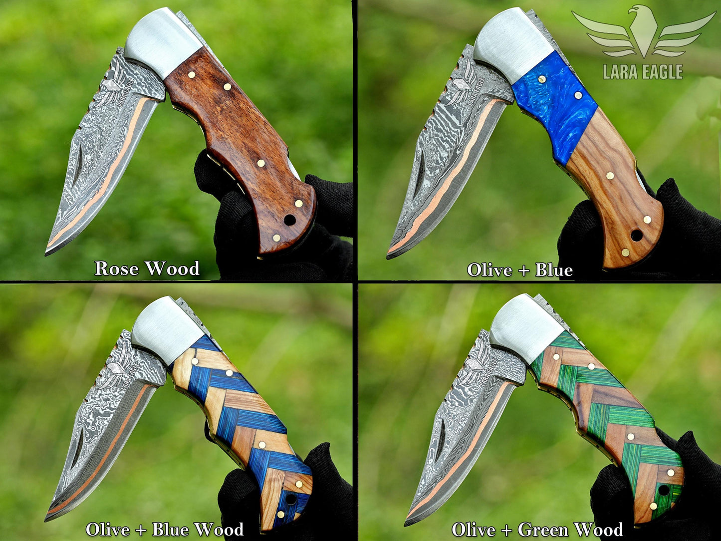 Copper Damascus Folding Knife – Personalized Gift for Him