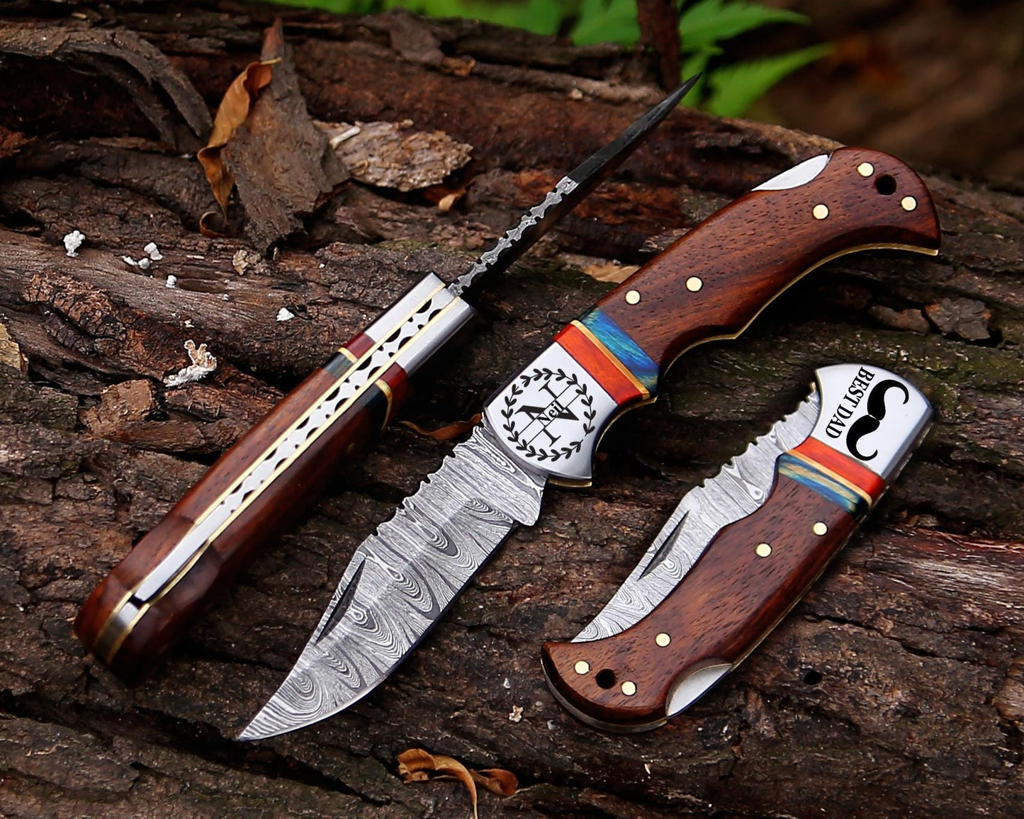 Handmade Damascus Folding Pocket Knife – Rosewood Handle