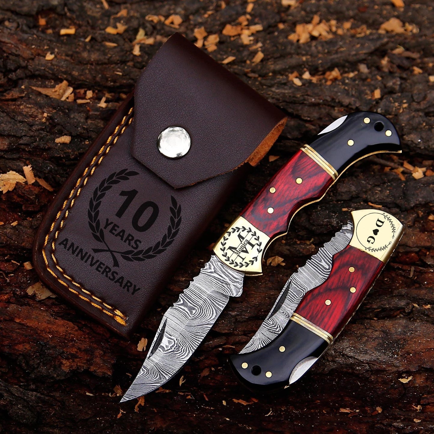 Handmade Damascus Folding Pocket Knife – Rosewood Handle