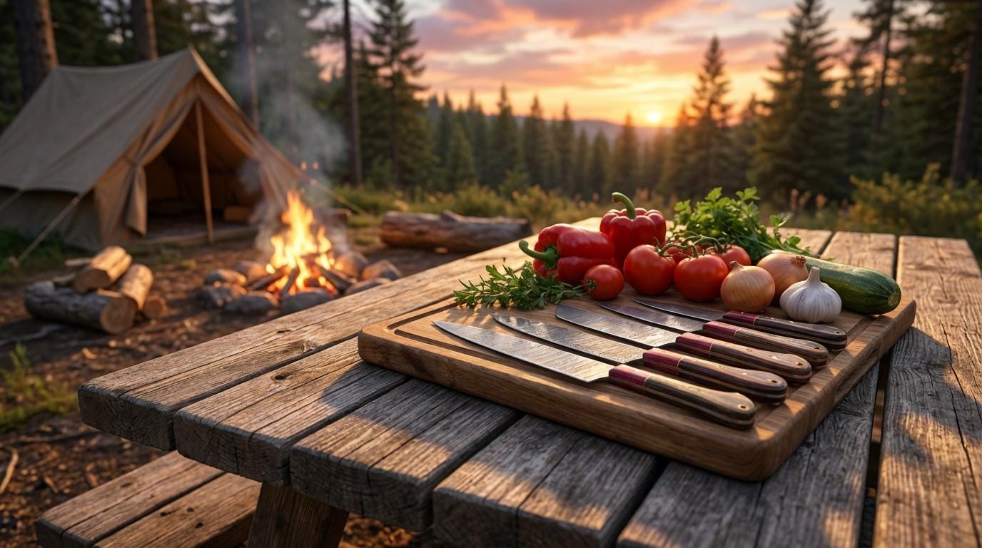 Hand-Forged Damascus Chef Knife Set, 5-Piece