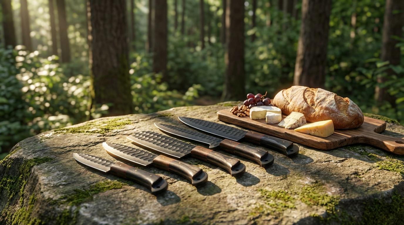 Hand-Forged Damascus Chef Knife Set, 5-Piece