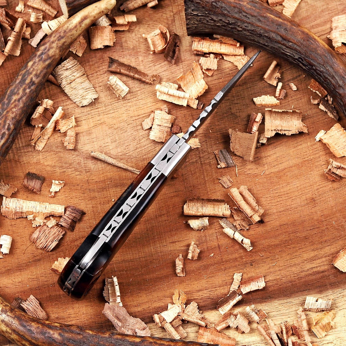 Copper Damascus Folding Knife – Personalized Gift for Him