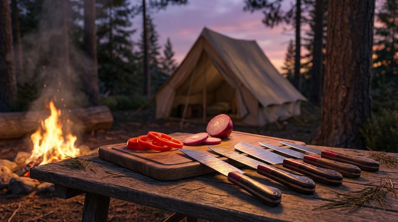 Hand-Forged Damascus Chef Knife Set, 5-Piece