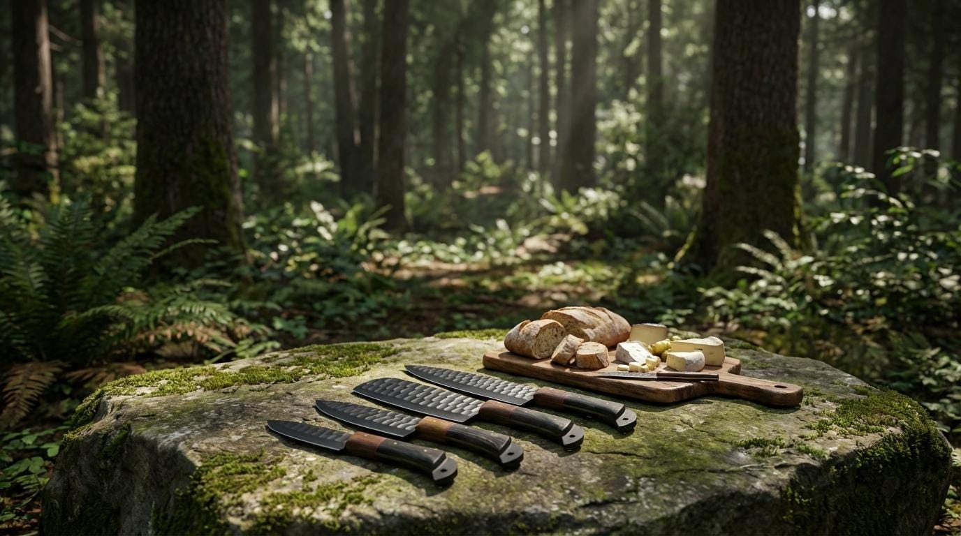 Hand-Forged Damascus Chef Knife Set, 5-Piece