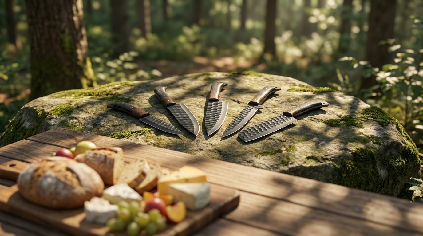 Hand-Forged Damascus Chef Knife Set, 5-Piece